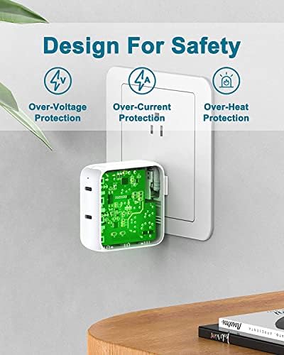 Advanced Dual-Port USB-C Charger for Mac Book Air/Pro (13-16 inch) & i Pad Pro/Air/Mini – 67 W Power Adapter with 6.6 FT Cable – Ultra-Fast Charging for M1, M2, M3 Chips – Universal Compatibility for All USB-C Devices – Enhanced Safety Features with Soft LED Indicator – Perfect for Travel and Versatile Use