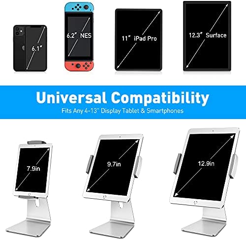 Transform Your Digital Experience with the Above TEK Premium Adjustable Aluminum Tablet Stand – Versatile Kiosk Holder for 7-13 Inch Devices like i Pad Pro and Galaxy Tab – Sleek Design Perfect for Home, Office, and Retail Environments with Superior Stability and Ergonomic Viewing Angles