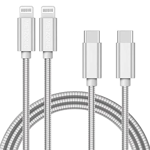 Revolutionize Your Charging Routine with the MFi Certified 6.6 ft Chew-Proof Metal Braided Lightning Cable – Durable Stainless Steel Design for Fast Charging & Data Sync with Apple Devices, Enhanced Safety Features for Everyday Use