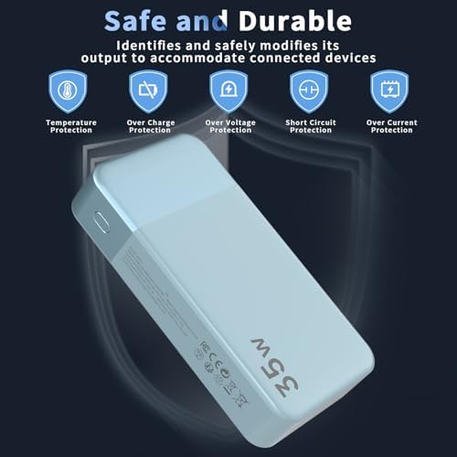 NOBIS 20000 m Ah Portable Power Bank – 35 W Fast Charging Battery Pack with USB-C Cable & Digital Display for Ultimate Device Compatibility – Stay Charged on the Go!