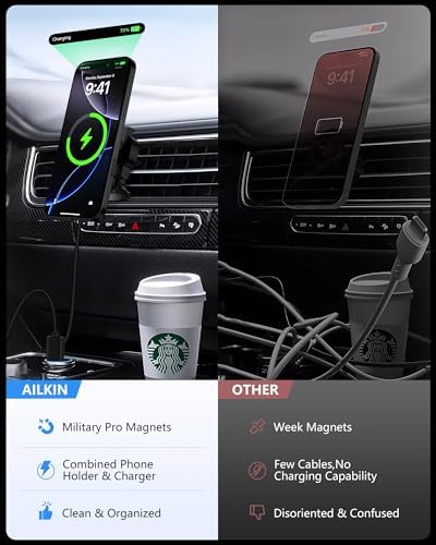 Samsung Galaxy S25 Edge Magnetic Wireless Car Charger – 15 W Fast Qi2 Charging Mount for Samsung Galaxy S25/S24/S23 Ultra & Apple i Phone 16/15 Pro Max – 360° Adjustable Air Vent Design for Seamless Connectivity and Convenience