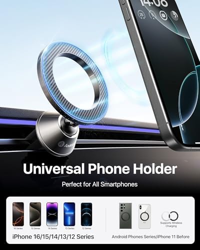 Revolutionize Your Drive with the Andobil Mag Safe Car Mount – Superior Magnetic Grip, Tool-Free Installation | All-Metal 360° Air Vent Holder for i Phone 16/15 & Samsung Galaxy S25, Effortless Navigation & Enhanced Safety on the Go
