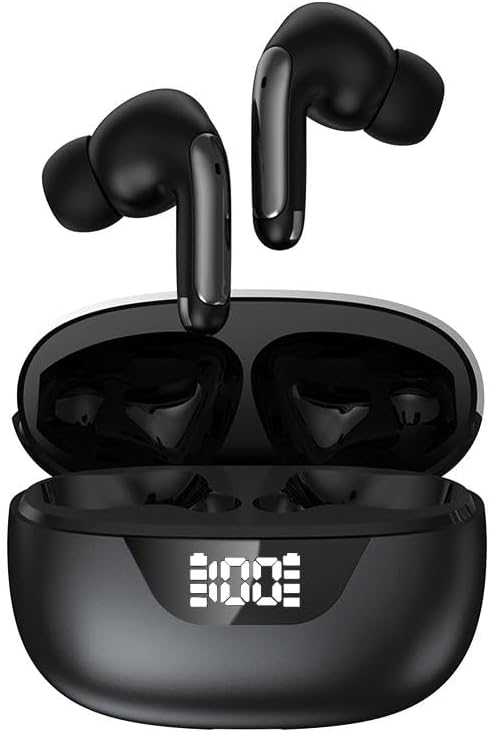 Experience Ultimate Audio Freedom with Advanced Bluetooth 5.3 Wireless Earbuds – 80 Hours of Playtime, Superior Noise-Cancellation, and Waterproof Design for Active Lifestyles, Quick USB-C Charging, Compatible with Android & i OS Devices