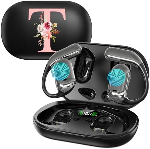 Floral Initial Personalized Wireless Earbuds with Advanced AI Language Translation – Premium Noise Cancelling Bluetooth Headphones for Stylish Communication – Ideal Mother’s Day Gift for Tech Enthusiasts and Culture Lovers