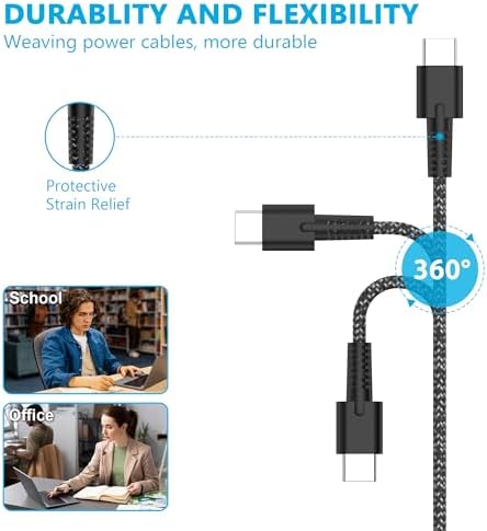 Versatile 65 W USB-C Laptop Charger for HP – Premium Dual Voltage AC Adapter for Spectre, Elitebook, Envy, and Chromebook Models – Ideal for Home, Office, and Travel with Rapid Charge Technology – Enhanced Compatibility and Efficiency for All Your HP Devices