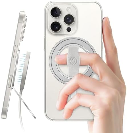 EWA Mag One 3 rd Gen Magnetic Phone Grip Stand – Sleek Black Design for i Phone 16, 15, 14, 13, 12 Series – Enhance Stability with Removable Magnetic Ring Holder and Integrated Finger Strap – Ultimate Hands-Free Kickstand for Streaming and Texting