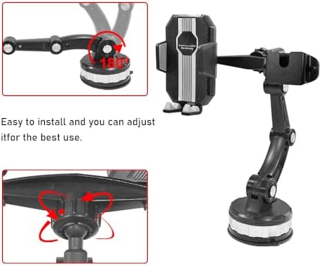 Ultimate 3-in-1 Car Phone Holder Mount with Enhanced Suction for Dashboard, Windshield, and Air Vent – Effortless Hands-Free Navigation & Universal Compatibility for All Smartphones Including i Phone Models