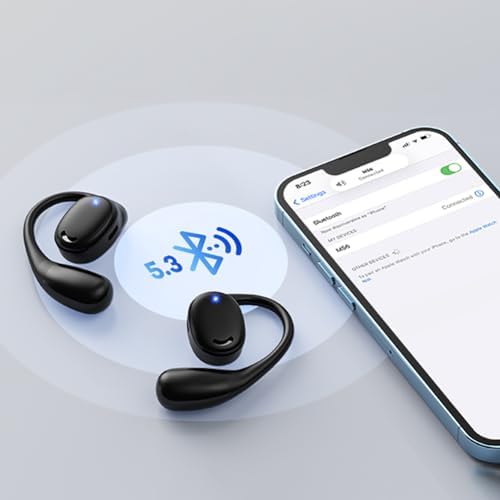 Unleash Your Fitness Potential with Open Ear True Wireless Bluetooth Earbuds – Advanced Air Conduction Technology for Unobstructed Awareness, 60-Hour Long Battery Life, and Sweat-Resistant Design – Ideal for Running, Gym Workouts, and Everyday Activities (Skin Color) – Experience Comfort and Clarity with Dual Mic Technology for Seamless Calls