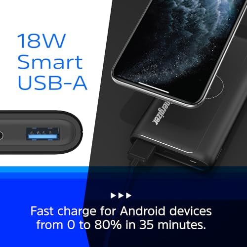 Energizer 10,000 m Ah Wireless Portable Charger – Qi-Certified 10 W & 18 W USB-C Fast Charging Power Bank for i Phone 16/15/14/13/12 Series, Samsung, and Android Devices – Lightweight, Durable, and Dual Charging Solutions for On-the-Go Power Needs