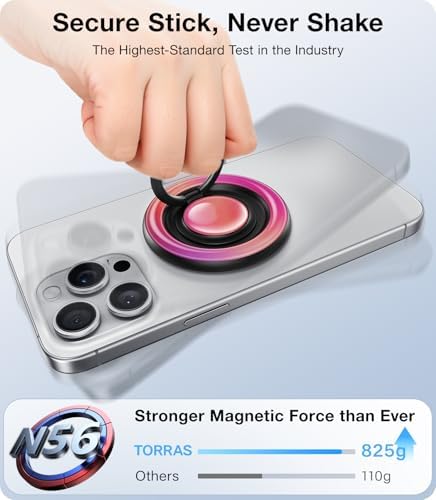 Transform Your Mobile Experience with the TORRAS 360° Fidget Spinner Magnetic Phone Grip Ring Holder – Ultimate Kickstand & Secure Grip for i Phone 16/15/14/13/12 Pro/Max, Samsung Galaxy, & Google Devices, Chic Purple Design, Enhanced Compatibility for Effortless Use