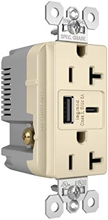 Legrand Pass & Seymour TR15 USBAC6 15 Amp Tamper-Resistant Duplex Outlet with Ultra-Fast 6.0 A USB A/C Charging Ports – Ideal Commercial and Residential Solution for Rapid Device Power-Up in Elegant Brown Finish