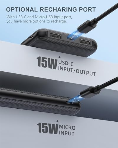 Ultra-Slim 10000 m Ah Power Bank – Fast Charging USB-C Portable Charger for i Phone 15/14/13/12, Galaxy S24/S23/S22, i Pad, Pixel – Lightweight External Battery Pack for On-the-Go Charging Solutions