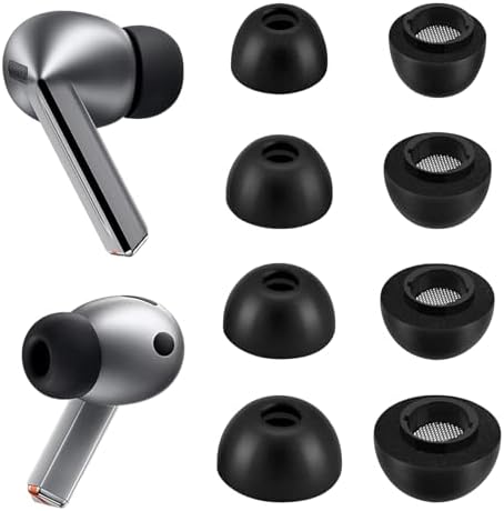 Upgrade Your Samsung Galaxy Buds 3 Pro Experience with Premium Memory Foam Earbud Tips – 4 Pairs of Comfort-Enhanced Eartips for Superior Noise Isolation and Ultimate Audio Clarity – Custom Fit for All Ear Sizes – Essential Galaxy Buds Accessories