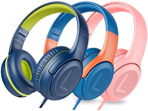 Premium Volume-Limiting Kids Wired Headphones with Microphone – Ultimate Hearing Protection at 85/94 d B – Foldable On-Ear Design for Effortless Travel – Perfect for Learning, Gaming, and Entertainment – Universal 3.5 mm Compatibility for All Devices