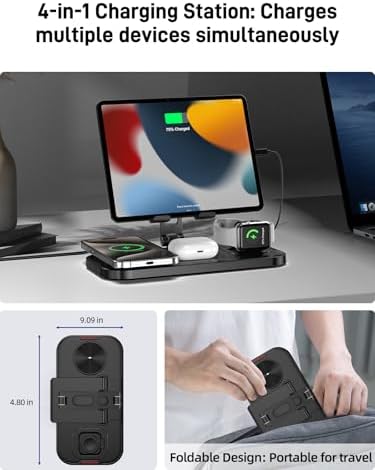 Revolutionary 4-in-1 Wireless Charging Station for Apple Devices – Fast Charge Your i Phone 16 Pro Max, Air Pods Pro 2, i Pad, and Apple Watch Series 8/9/10 Effortlessly with Enhanced Compatibility and Safety Features – Streamline Your Charging Experience Today!