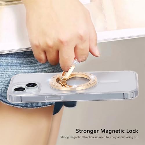 Elevate Your Mobile Experience with the Premium Glitter Gold Magnetic Phone Ring Holder – Perfectly Compatible with Mag Safe for i Phone 12-16, Adjustable Kickstand for Effortless One-Handed Use, Enhanced Grip for Secure Handling and Stylish Aesthetics