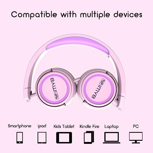Ultimate Comfort V1 Kids Wired Stereo Headphones – Adjustable, Foldable, and Tangle-Free On-Ear Design in Vibrant Pink – Perfect for School, Travel, and Leisure with i Pads, Tablets, and Phones – Engaging Sound Experience Designed for Young Listeners – Ideal for Boys and Girls