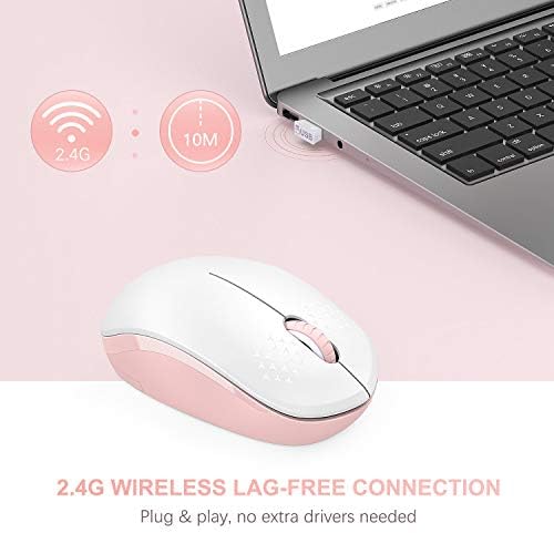Light Blue Wireless Mouse – Ultra-Quiet 2.4 GHz Noiseless Computer Mouse with USB Receiver for Seamless Windows Experience – Portable, Ergonomic Design for Home, Office, or Travel
