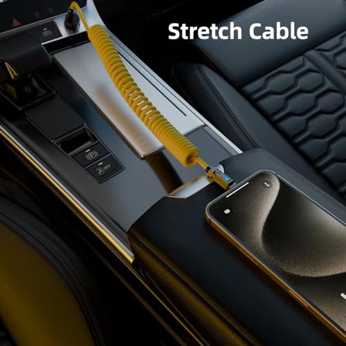 xiwai Stretch Coiled USB-C USB4 Cable with Smart LED Display 20Gbps 100W 8K for Laptop Disk Phone Type-C Male to Male Cable Power & Data 180cm – Enhanced Compatibility and Speed