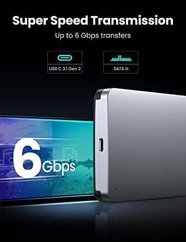 UGREEN USB C Hard Drive Enclosure for 2.5″ SATA SSD & HDD – Premium Aluminum Adapter with USB 3.1 Gen 2 Technology for Ultra-Fast Data Transfer – Compatible with Mac Book Pro, Air, WD, Seagate, Toshiba, Samsung, Hitachi – Enhanced Performance with UASP Support for Effortless Storage Solutions