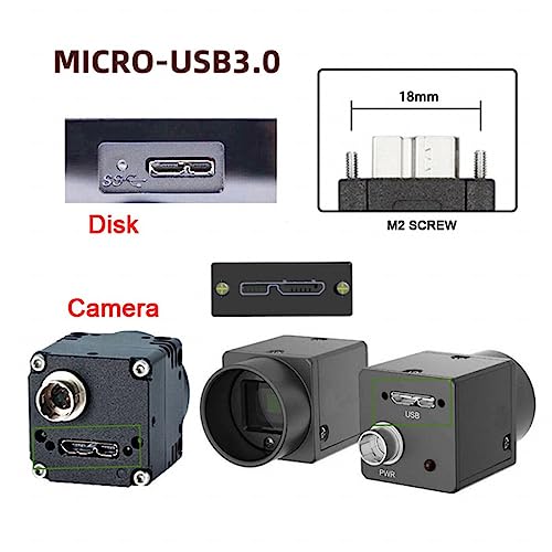 Chenyang 90-Degree Micro USB 3.0 Cable – Type A Male to Micro B Male, 3 M High-Speed Connector for Industrial Cameras & Devices, Enhanced Durability with Mount Panel Screws, Perfect for Tight Spaces and Optimal Cable Management