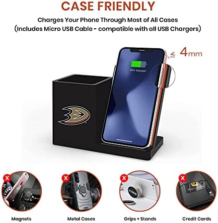 SOAR NHL Wireless Charging Station and Desk Organizer – Premium Qi Fast Charger with Team Logo for Sports Fans, Sleek Accessory Holder for a Tidy Workspace, Perfect for Phones and Essentials