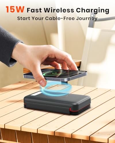 Ultimate FEELLE Solar Power Bank – 27,000 m Ah High-Capacity Wireless Charger with 4 Efficient Solar Panels, 22.5 W Fast Charging, Dual USB-C Ports, Ideal for Outdoor Adventures and All Smartphones – Stay Connected Anywhere