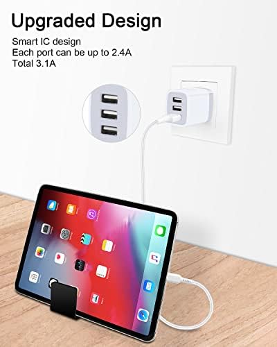 AILKIN 3.1 A Multi-Port USB Charging Cube – High-Speed Wall Charger for i Phone 15/14/13/12 Pro Max & Samsung Devices – Compact Power Adapter with 3 USB Ports for Simultaneous Fast Charging – Ideal for Home & Travel Use