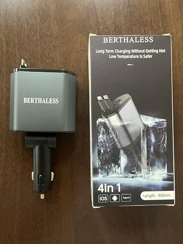 Universal Retractable Car Charger – 4-in-1 Fast Charging Solution for i Phone, Galaxy, Pixel – USB-C & USB-A Compatibility for Ultimate Convenience on the Go