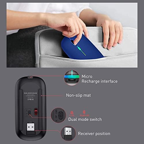Sleek Bluetooth Wireless Mouse for Mac, Windows & i Pad – Ergonomic Design, High-Precision Navigation, Rechargeable & Dual-Mode Compatibility (Gray & Black) – Elevate Your Productivity with Clutter-Free Connectivity