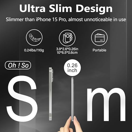 LUCKYDUO Ultra-Slim 0.26” Magnetic Wireless Power Bank – 5000 m Ah Fast Charging Battery Pack for i Phone 12/13/14/15/16 – Lightweight, Portable & Stylish Black Design for On-the-Go Charging – Seamless Magnetic Attachment & PD 20 W USB-C Compatibility – Your Essential Travel Companion for Effortless Power