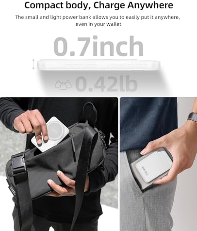 Magnetic 10,000 m Ah Wireless Power Bank – Fast Charging Mini Portable Charger with LED Display & Type-C Cable for Mag Safe i Phone 12/13/14/15 – Ultimate On-the-Go Charging Solution in Sleek Black Finish