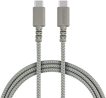 Smartish Crown Joule USB-C Charger – 6 ft Fast Charging Cable for i Phone 16 & 15 – 100 W Power Delivery – Nylon Fabric-Wrapped Cord for Android, Pixel, Galaxy, Mac Book Pro – Versatile Black Charging Solution for Instant Power-ups and Enhanced Durability