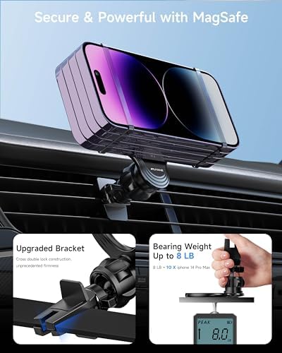 Revolutionary Mag-Safe Car Phone Mount for i Phone 15/14/13/12 Mini – Ultimate Dual Dash & Air Vent Magnetic Holder for Enhanced Stability and Safety – Seamless Installation, Elegant Design, and Unmatched Grip for Hands-Free Navigation and Connectivity