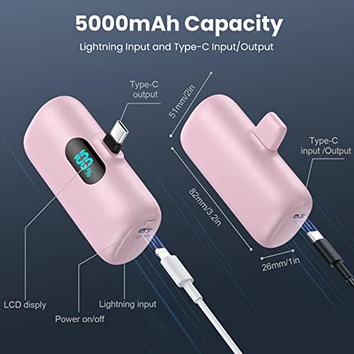 Ultra-Compact 5000 m Ah Power Bank – High-Speed USB-C Mini Portable Charger with LCD Display, Perfect for i Phone 16/15 Series & Android Devices – Lightweight Battery Pack for Travel and Daily Use, Enhanced Compatibility & Fast Charging Solutions