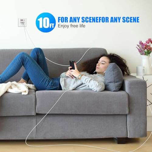 Ultra-Fast 4-Port USB C Wall Charger for i Phone 15 – 40 W Multi-Device Power Hub with Two 10 FT USB C to C Cables – Compact & Portable Design for Effortless On-the-Go Charging – Perfect Compatibility with i Phone 15 Series, i Pad Pro, and More – Reliable Safety Features for Optimal Device Protection