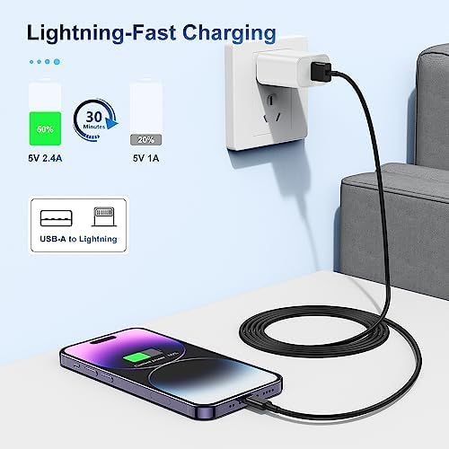 Premium 3-Pack Apple MFi Certified Lightning to USB Charger Cables – 6 FT Durable Fast Charging Cords for i Phone 13/12/11/11 Pro/11 Max/X/XS/XR/XS Max/8/7/6 – Enhanced Performance and Extended Reach for Seamless Device Connectivity
