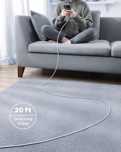 Long USB C Cable 20Ft, White Premium TPE USB A to Type C Cable Charger Cord Fast Charging for iPhone 16 15 Series Samsung Galaxy, Note, LG, Moto, Pixel and Other USB-C Device – Enhanced Compatibility and Speed