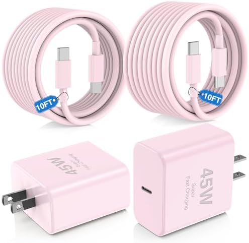 Ultimate 45 W USB-C Fast Charging Bundle for i Phone 16/16 Pro Max & 15/15 Pro Max – Dual 10 FT MFi Certified Type C Cables Included, PD 3.0 Compatible for i Pad Pro, Mac Book M1/M2, Air Pods – Compact & Portable Power Solution