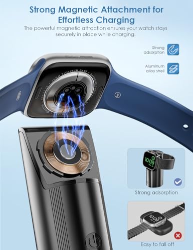 Ultra-Portable Aluminum Alloy Magnetic Charger for Apple Watch – 2000 m Ah Keychain Design for Effortless Travel Compatibility with Series 10/9/8/7/6/5/4/3/2/SE/UItra 2/Ultra – Fast-Charging Solution for On-the-Go Smartwatch Enthusiasts