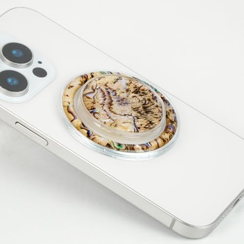 Chic Natural Abalone Shell Foldable Phone Grip – Magnetic Handle for Secure Smartphone & Tablet Handling, Stylish Accessory for Enhanced Portability and Aesthetic Appeal