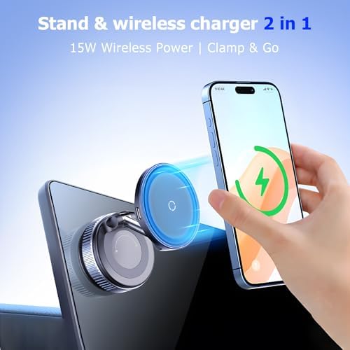 Revolutionary Mag Safe Wireless Charging Car Phone Holder – 360° Adjustable Magnetic Mount for Safe Navigation – Universal Compatibility for i Phone & Android – Superior Vacuum Grip for Enhanced Stability and Fast Charging Solutions