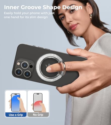 Chic Glitter Magnetic Phone Ring Holder for Mag Safe – Stylish Finger Grip Stand for i Phone, Kindle & Smartphones, Enhanced Stability with Versatile Compatibility for Pop Sockets – Elevate Your Daily Mobile Experience with Glamour and Functionality