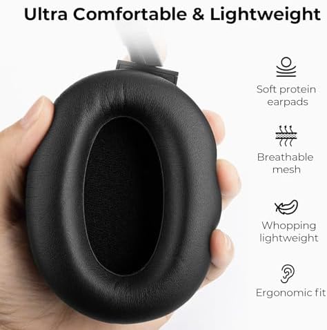 Unleash Superior Sound with Advanced Hybrid Active Noise Cancelling Over-Ear Headphones – Experience Rich Deep Bass, Effortless Bluetooth 5.2 Connectivity, and Unmatched 30-Hour Playtime in Elegant True Black Finish for Uninterrupted Listening Bliss