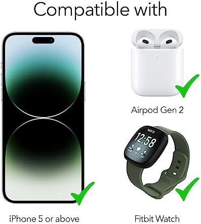 Wasserstein 3-in-1 Wireless Charging Station for i Phone, Air Pods & Fitbit – Fast, Efficient Power Dock with Non-Slip Surface for Seamless Device Management – Ideal for Home or Office Use (Black)