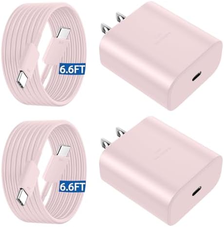 Super Fast 45 W Samsung USB-C Charger with 10 FT Pink Cable – Ultimate Charging Solution for Galaxy S25/S24/S23 Ultra, Stylish & Efficient Power Adapter for Quick Device Boosts and Enhanced Compatibility