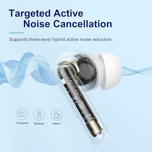 QCY HT05 Active Noise Cancelling Wireless Earbuds – Bluetooth 5.2 Headphones with 30-Hour Playtime, AI-Enhanced Call Clarity, 6 Mics, Anti-Wind Noise, and Customizable EQ App for Tailored Sound Experience