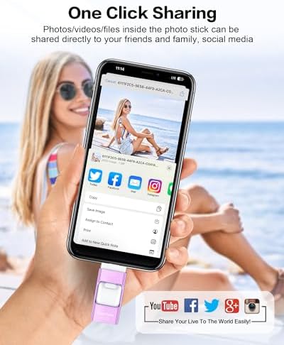 256 GB i Phone Photo Stick – High-Speed USB Flash Drive for Effortless Data Transfer & External Storage for i Phone/i Pad/PC (Sleek Blue Design) – Expand Your Memory with Style and Reliability