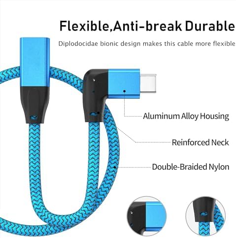 Effortlessly Enhance Your Connectivity with Use Bean 0.6 FT Right Angle USB C Extension Cable 2-Pack – 90-Degree Gen2 20 Gbps Fast Data Transfer for i Phone 16/15, Mac Book, i Pad Pro/Air, Galaxy S25/S24 – Perfect for Tight Spaces and Seamless Charging Solutions