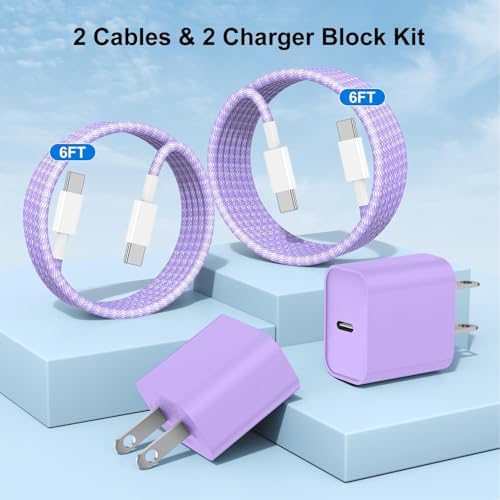 Elevate Your Charging Experience: 20 W USB-C Fast Charging Kit for i Phone 15 & 16 – 2 Pack Wall Adapter with 6 FT Cables – Stylish Pink Design for i Phone 16 Pro Max, 15 Pro Max & i Pad Pro – Enhanced Compatibility & Rapid Power Delivery